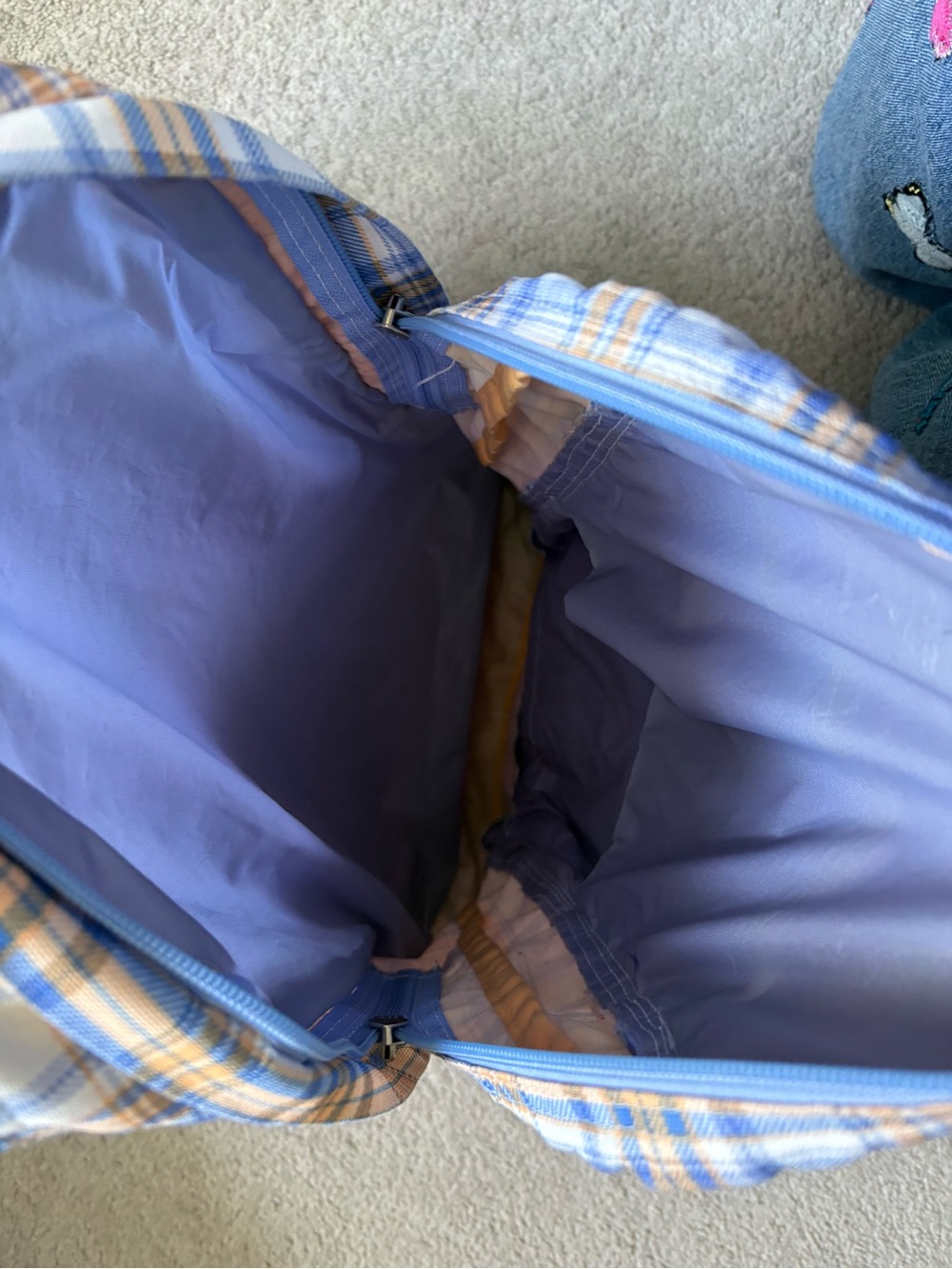 Jansport Light Blue and Tan Plaid Backpack - Picture 3 of 6